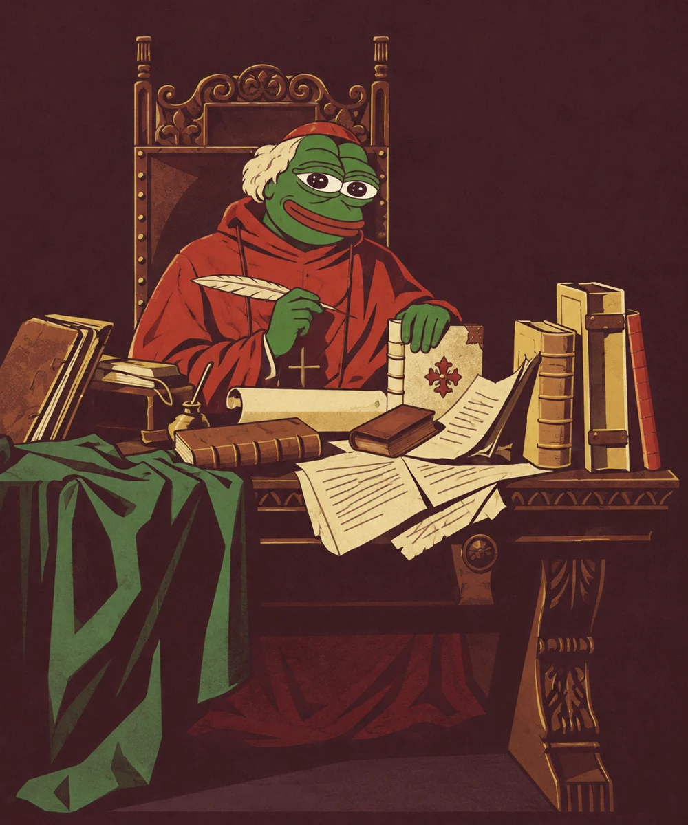 Brother Aldwin at his writing desk, artwork by Arsonic